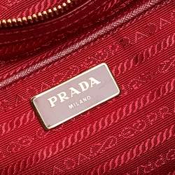 Pre Owned Prada Red Saffiano Lux Leather Large Gardener's Tote