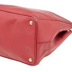 Pre Owned Prada Red Saffiano Lux Leather Large Gardener's Tote