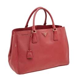 Pre Owned Prada Red Saffiano Lux Leather Large Gardener's Tote