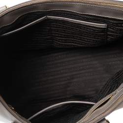 Pre Owned Prada Grey Saffiano Lux Leather Large Double Zip Tote