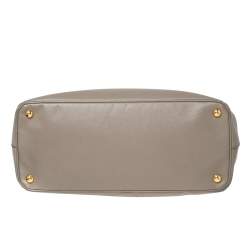 Pre Owned Prada Grey Saffiano Lux Leather Large Double Zip Tote