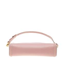Pre Owned Prada Pink/White Saffiano Leather Mini Pochette