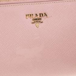 Pre Owned Prada Pink/White Saffiano Leather Mini Pochette