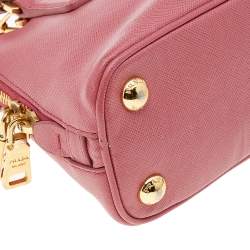 Pre Owned Prada Pink Saffiano Leather Mini Promenade Satchel