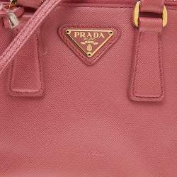 Pre Owned Prada Pink Saffiano Leather Mini Promenade Satchel