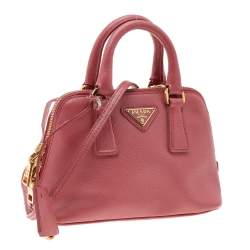 Pre Owned Prada Pink Saffiano Leather Mini Promenade Satchel