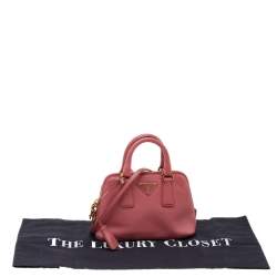 Pre Owned Prada Pink Saffiano Leather Mini Promenade Satchel