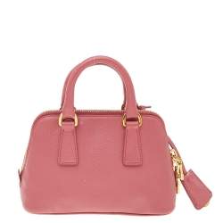 Pre Owned Prada Pink Saffiano Leather Mini Promenade Satchel