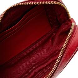 Pre Owned Prada Red Saffiano Lux Leather Mini Camera Crossbody Bag