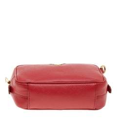 Pre Owned Prada Red Saffiano Lux Leather Mini Camera Crossbody Bag