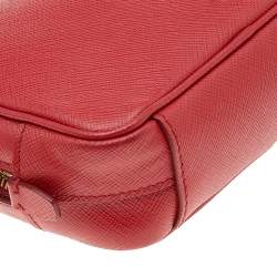 Pre Owned Prada Red Saffiano Lux Leather Mini Camera Crossbody Bag