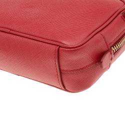 Pre Owned Prada Red Saffiano Lux Leather Mini Camera Crossbody Bag