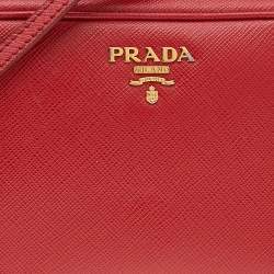 Pre Owned Prada Red Saffiano Lux Leather Mini Camera Crossbody Bag