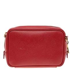 Pre Owned Prada Red Saffiano Lux Leather Mini Camera Crossbody Bag