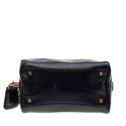 Pre Owned Prada Black Saffiano Leather Mini Bauletto Satchel