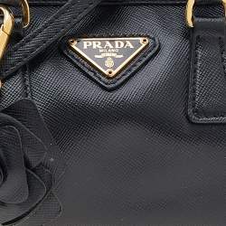 Pre Owned Prada Black Saffiano Leather Mini Bauletto Satchel