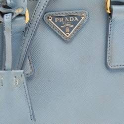 Pre Owned Prada Light Blue Saffiano Leather Mini Galleria Double Zip Tote