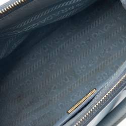 Pre Owned Prada Light Blue Saffiano Leather Mini Galleria Double Zip Tote