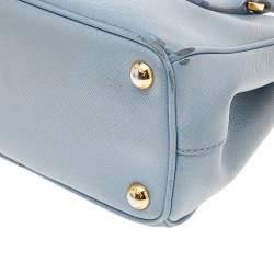Pre Owned Prada Light Blue Saffiano Leather Mini Galleria Double Zip Tote