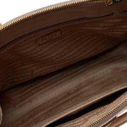 Pre Owned Prada Beige Saffiano Lux Leather Small Galleria Double Zip Tote