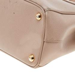 Pre Owned Prada Beige Saffiano Lux Leather Small Galleria Double Zip Tote