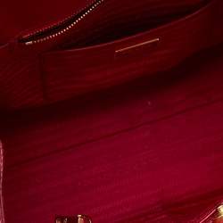Pre Owned Prada Red Patent Leather Open Satchel
