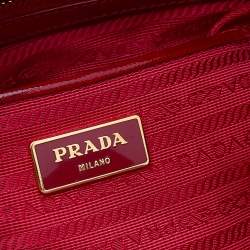 Pre Owned Prada Red Patent Leather Open Satchel