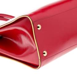 Pre Owned Prada Red Patent Leather Open Satchel