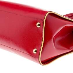 Pre Owned Prada Red Patent Leather Open Satchel