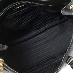 Pre Owned Prada Black Saffiano Lux Leather Executive Galleria Double Zip Tote