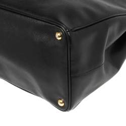 Pre Owned Prada Black Saffiano Lux Leather Executive Galleria Double Zip Tote