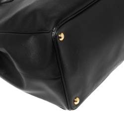 Pre Owned Prada Black Saffiano Lux Leather Executive Galleria Double Zip Tote