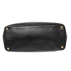 Pre Owned Prada Black Saffiano Lux Leather Executive Galleria Double Zip Tote