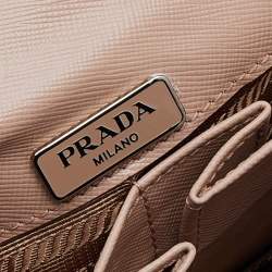 Pre Owned Prada Beige Floral Print Quilted Silk Flap Shoulder Bag