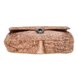 Pre Owned Prada Beige Floral Print Quilted Silk Flap Shoulder Bag