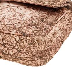 Pre Owned Prada Beige Floral Print Quilted Silk Flap Shoulder Bag