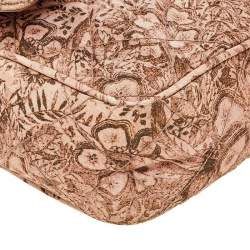 Pre Owned Prada Beige Floral Print Quilted Silk Flap Shoulder Bag