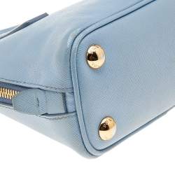 Pre Owned Prada Blue Saffiano Lux Leather Mini Promenade Crossbody Bag