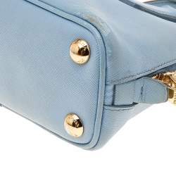 Pre Owned Prada Blue Saffiano Lux Leather Mini Promenade Crossbody Bag