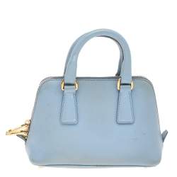Pre Owned Prada Blue Saffiano Lux Leather Mini Promenade Crossbody Bag