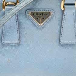 Pre Owned Prada Blue Saffiano Lux Leather Mini Promenade Crossbody Bag