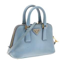 Pre Owned Prada Blue Saffiano Lux Leather Mini Promenade Crossbody Bag