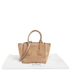 Pre Owned Prada Beige Leather And Suede Twin Pocket Double Handle Tote