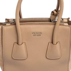 Pre Owned Prada Beige Leather And Suede Twin Pocket Double Handle Tote