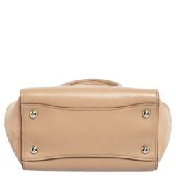 Pre Owned Prada Beige Leather And Suede Twin Pocket Double Handle Tote