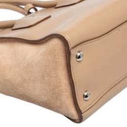 Pre Owned Prada Beige Leather And Suede Twin Pocket Double Handle Tote