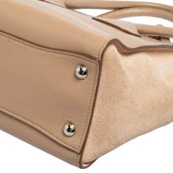 Pre Owned Prada Beige Leather And Suede Twin Pocket Double Handle Tote