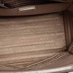 Pre Owned Prada Beige Leather And Suede Twin Pocket Double Handle Tote