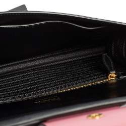 Pre Owned Prada Tricolor Leather Ribbon Flap Crossbody Bag