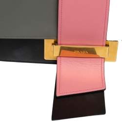 Pre Owned Prada Tricolor Leather Ribbon Flap Crossbody Bag